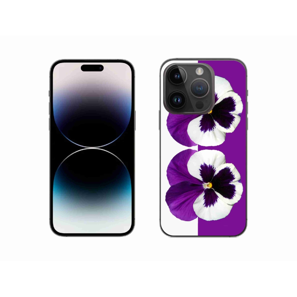 Zselés borítás mmCase iPhone 14 Pro készülékhez - lila és fehér virág