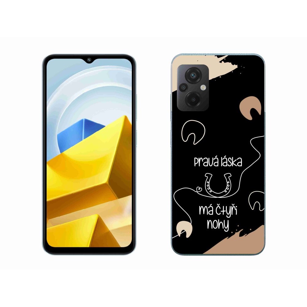Gél borítás mmCase a Xiaomi Poco M5 4G-hez - ló motívum fekete háttérrel