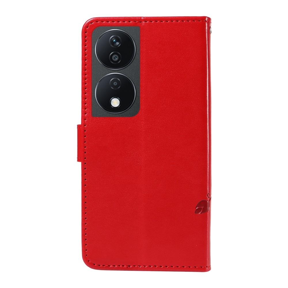 Virágok könyvtáska a Honor X7b/Honor 90 Smart-hoz - piros
