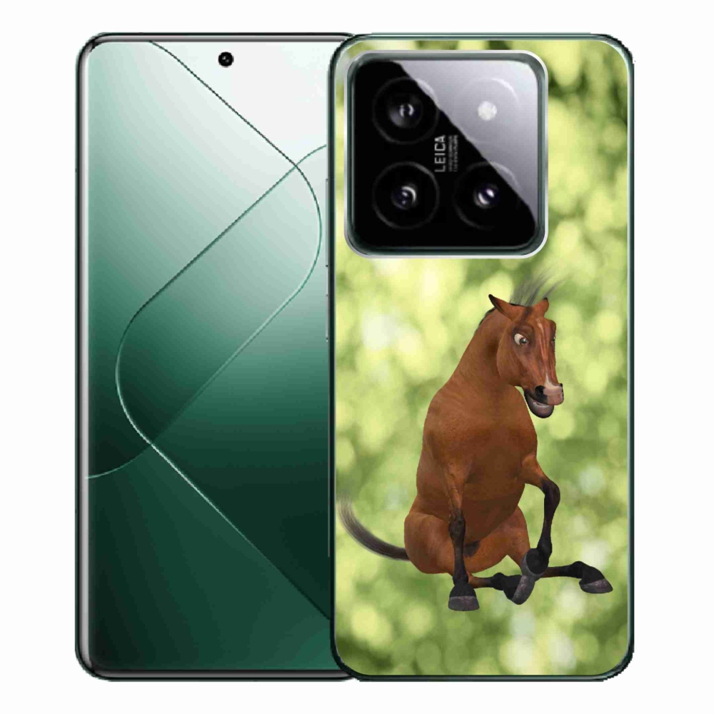 Gél borítás mmCase a Xiaomi 14 Pro-hoz - barna rajzfilm ló 1