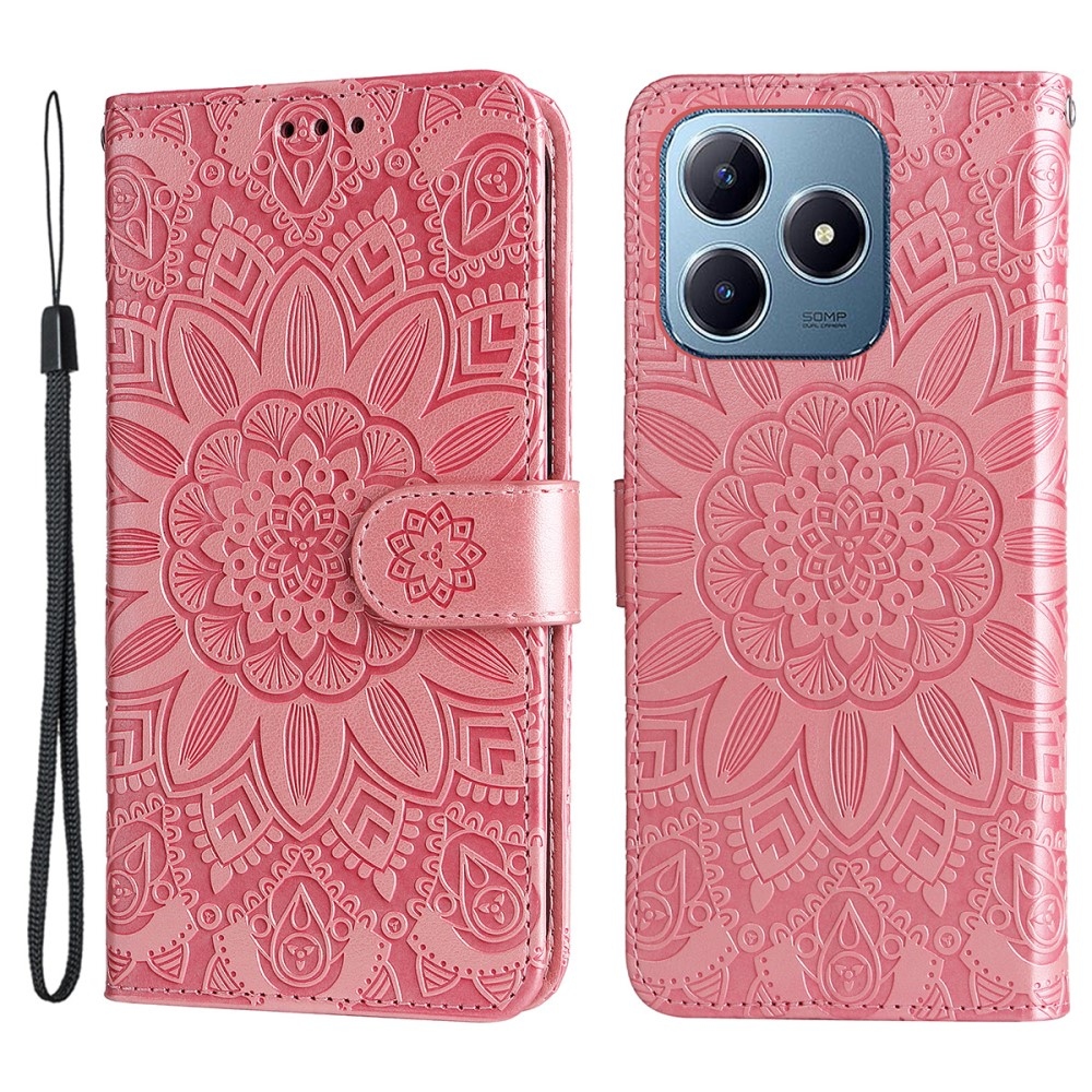 Napraforgó könyvtáska Realme Note 60-hoz - rózsaszín