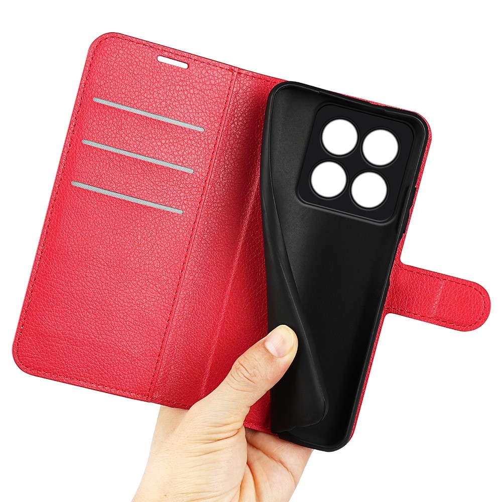 Litchi könyv tok a Xiaomi 14 Pro-hoz - piros