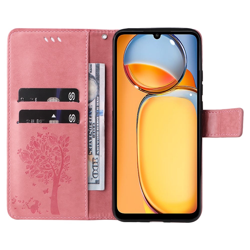 Fák könyvtáska Xiaomi Poco C65/Redmi 13C - rózsaszínű