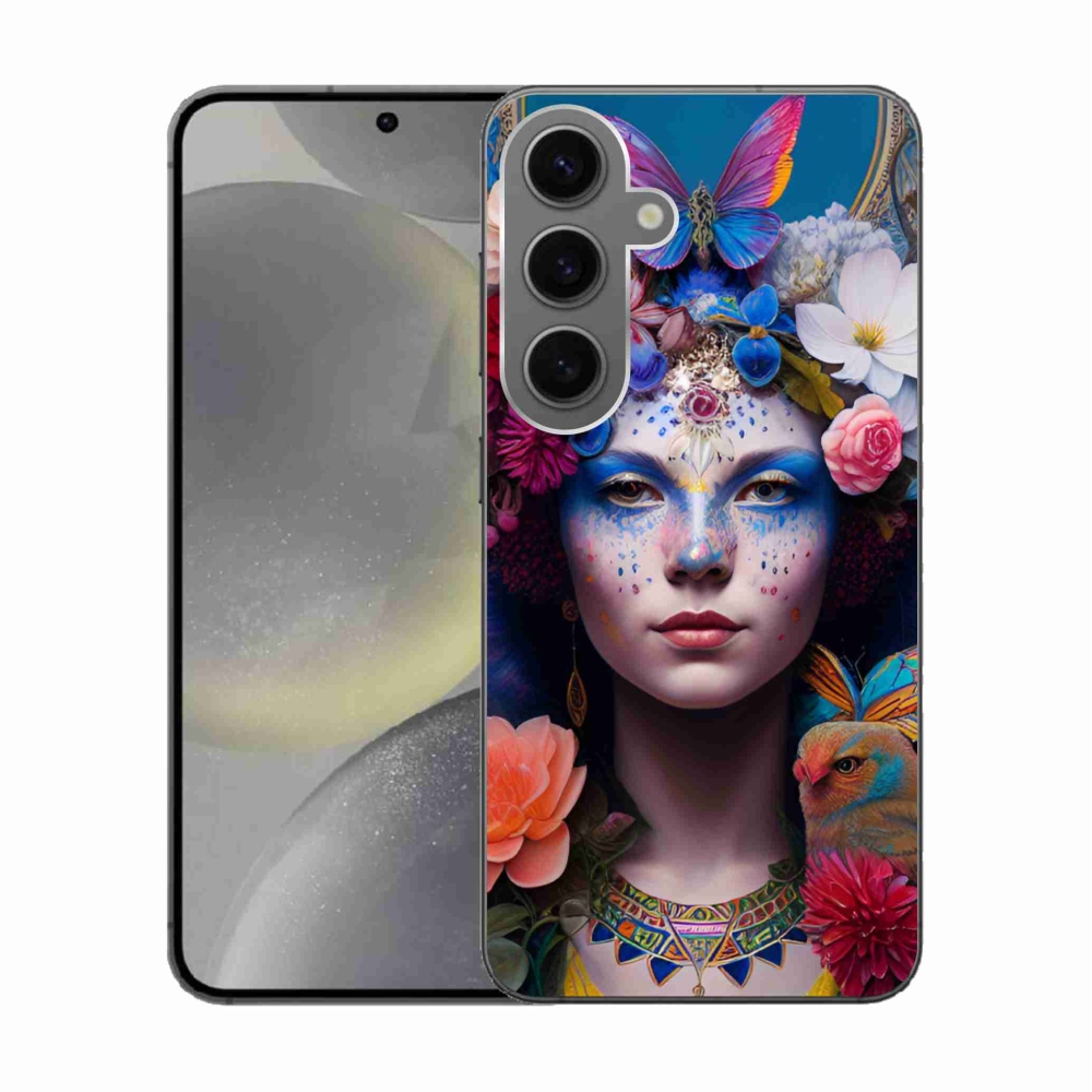 Gél borítás mmCase Samsung Galaxy S24 készülékhez - nő virágokkal