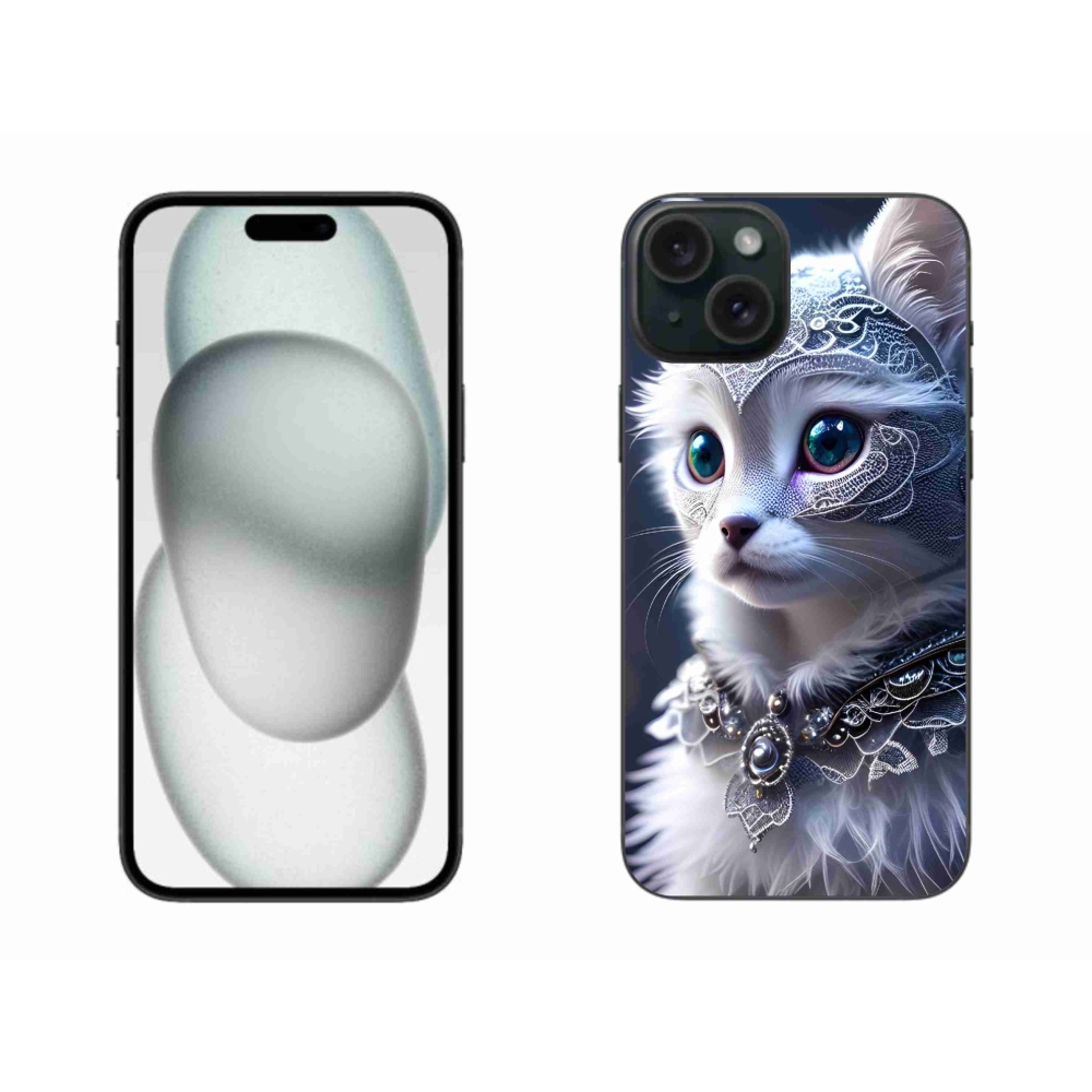 Zselés borítás mmCase iPhone 15 Plus készülékhez - fehér macska