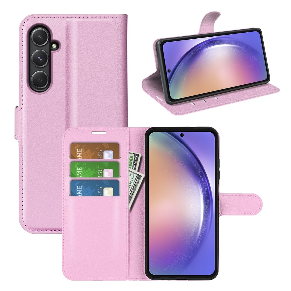 Litchi könyv tok Samsung Galaxy A55 5G - rózsaszínű