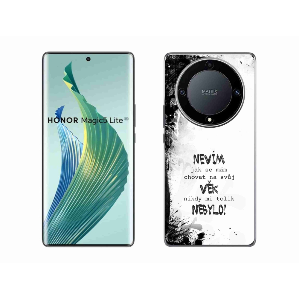 Gél borító mmCase a Honor Magic 5 Lite 5G készülékhez - vicces szöveg 14 fehér háttér
