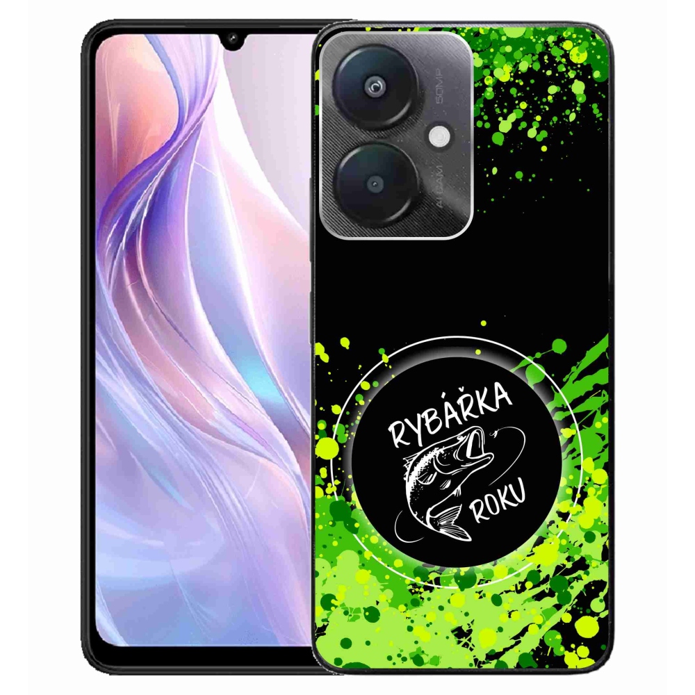 Gél borító mmCase a Xiaomi Redmi 13C 5G-hez - az év horgásza fekete háttérrel