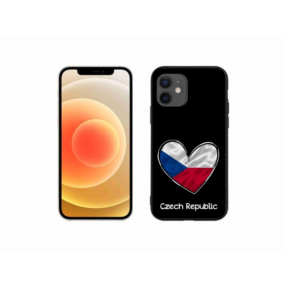 Zselés borítás mmCase iPhone 12 mini készülékhez - zászlós szív fekete háttér