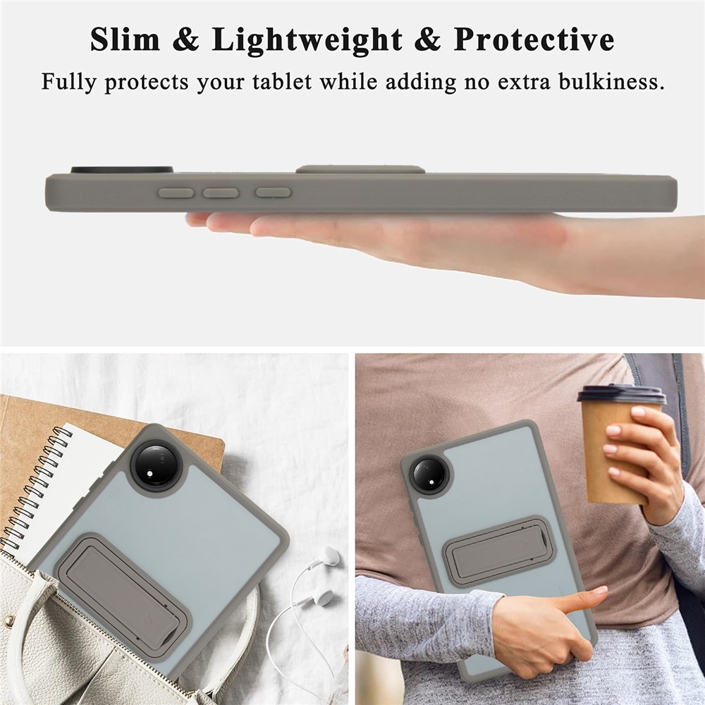 Skiny zselés tok fix hátlappal és flip állvánnyal Xiaomi Redmi Pad SE 8.7-hez - szürke