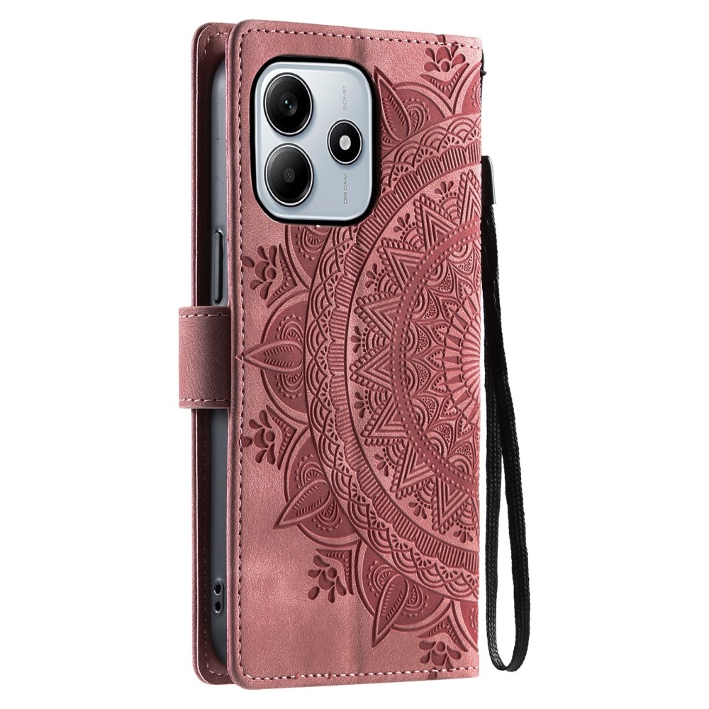 Mandalák könyv tok Xiaomi Redmi Note 14-hez - rózsa arany