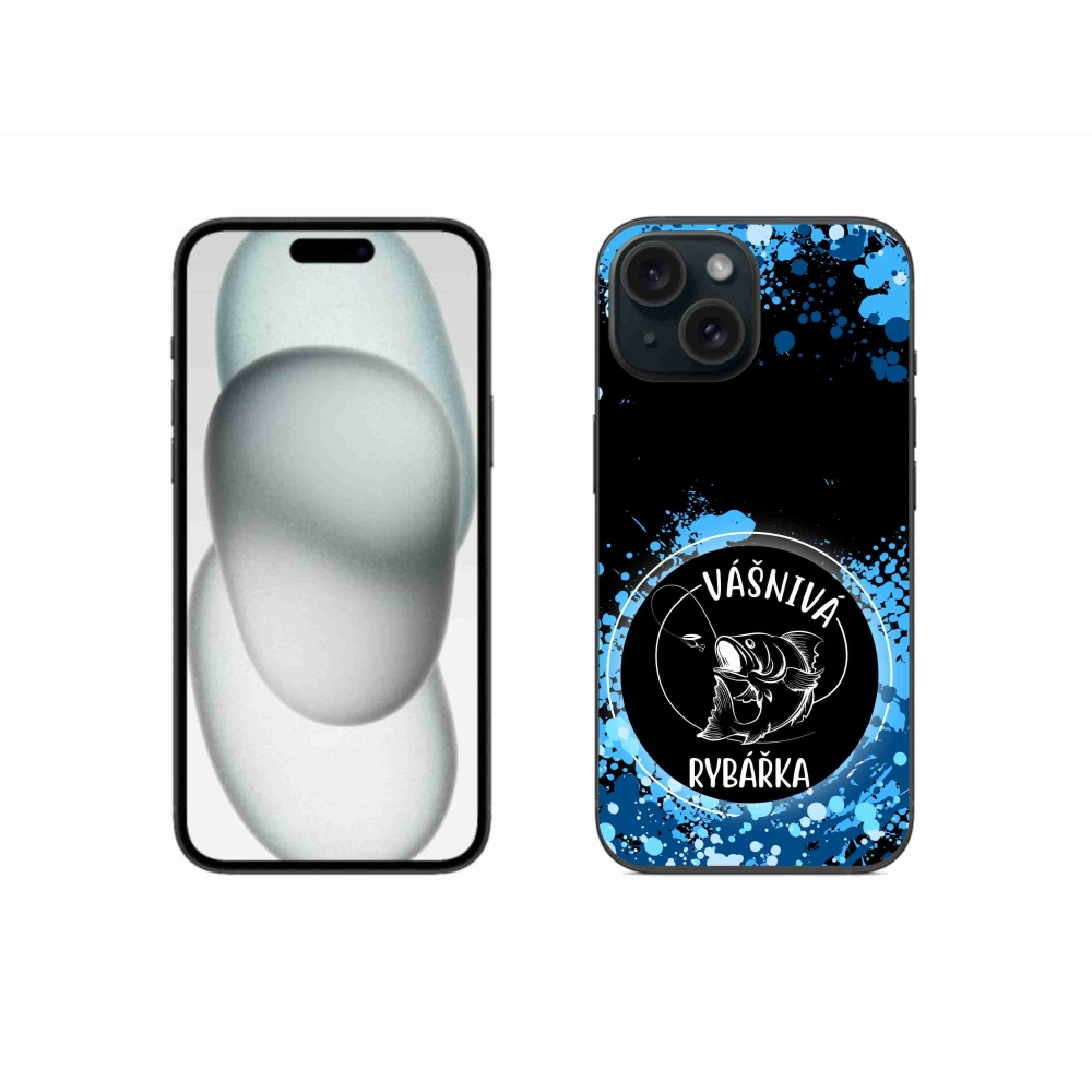Gél borító mmCase iPhone 15 készülékhez - szenvedélyes halásznő fekete háttérrel