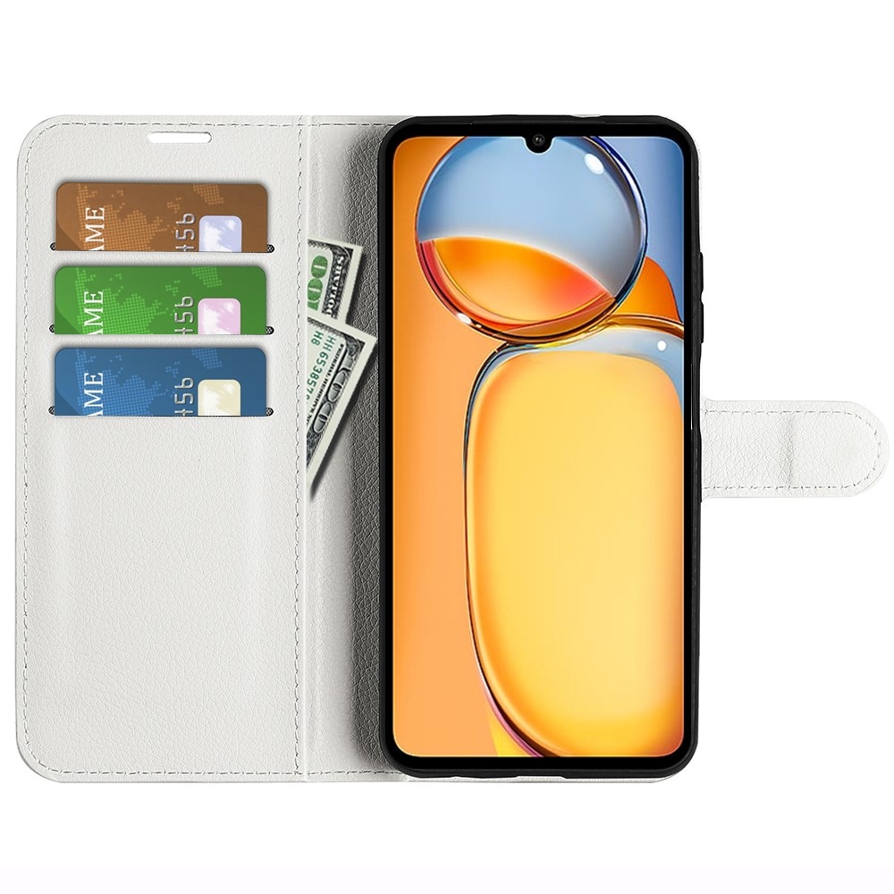 Litchi könyv tok a Xiaomi Poco C65/Redmi 13C készülékhez - fehér