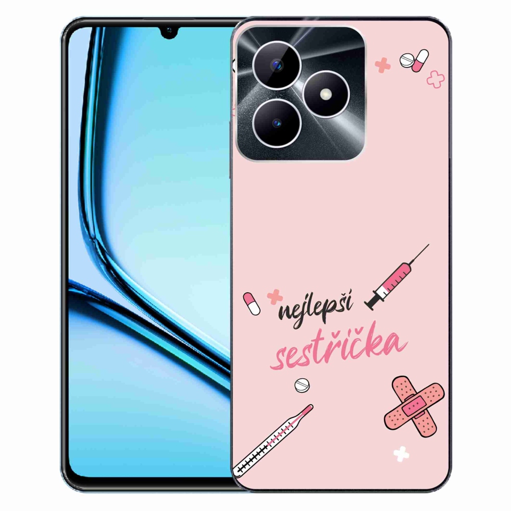 Gél borító mmCase a Realme Note 50-en - a legjobb kishúg rózsaszín háttérrel