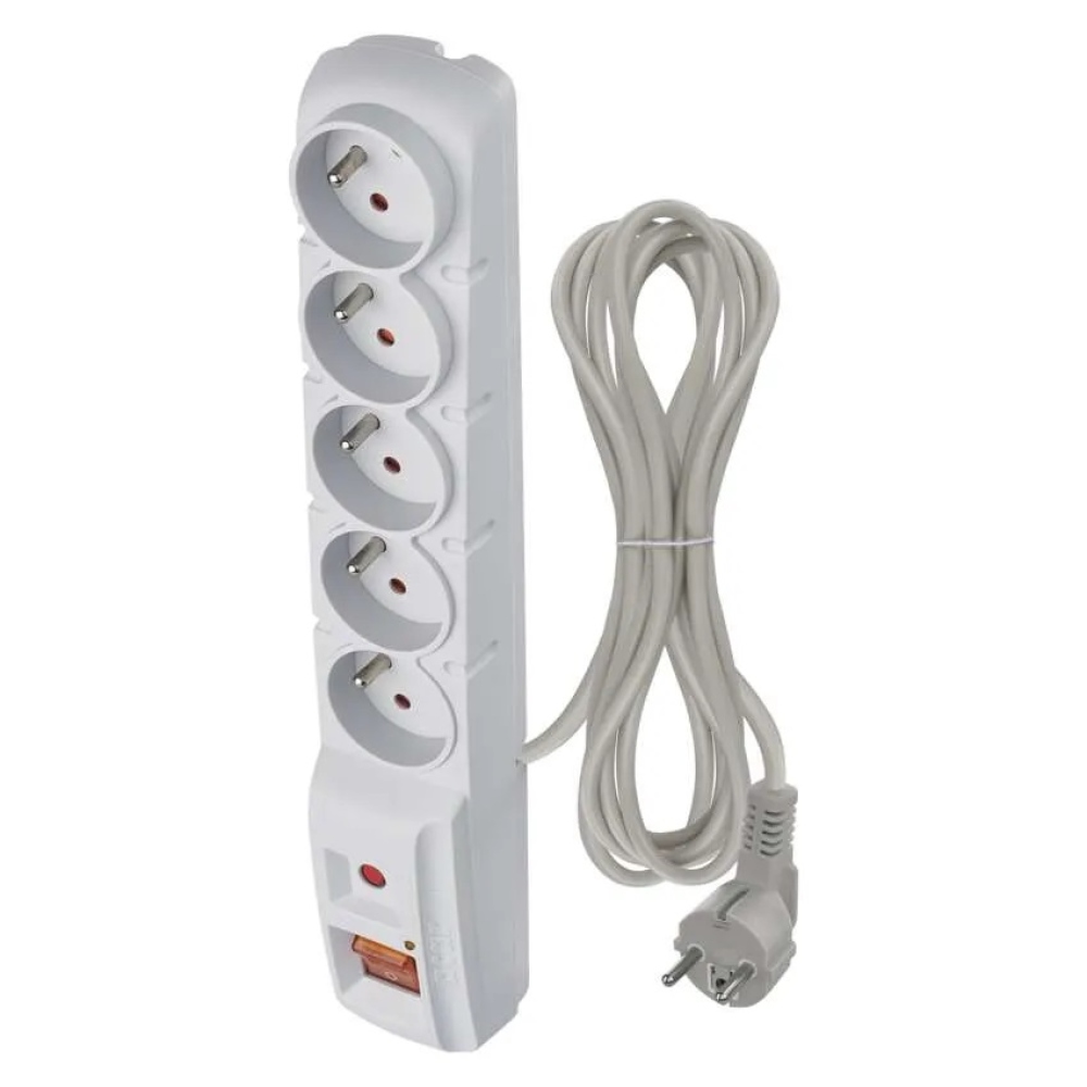 Túlfeszültségvédő - 5 aljzat, 3m - szürke