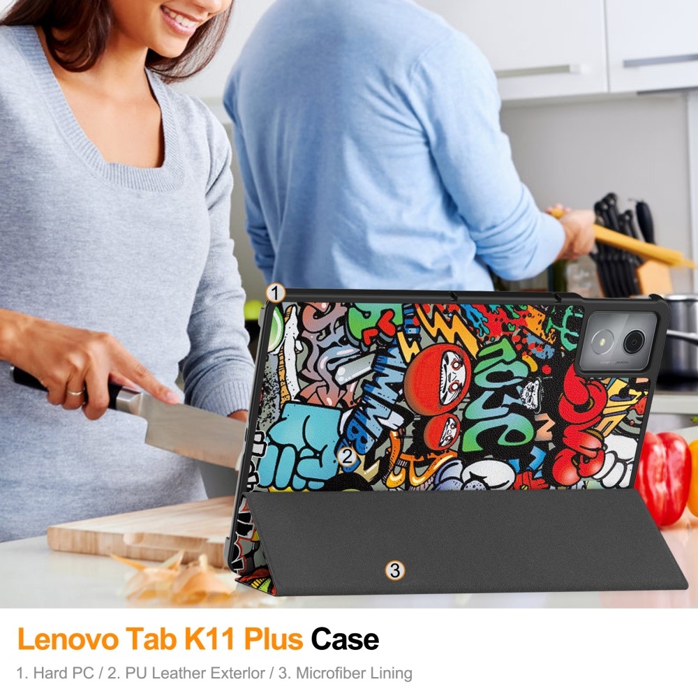 Patte intelligens záró tok Lenovo Tab K11 Plus-hoz - graffiti
