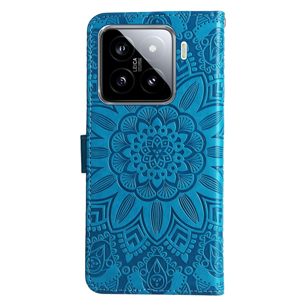 Napraforgó könyv tok Xiaomi 15-öshöz - kék
