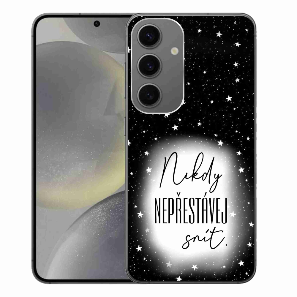 Zselés borítás mmCase Samsung Galaxy S24+ - idézet 1 fehér és fekete háttérrel