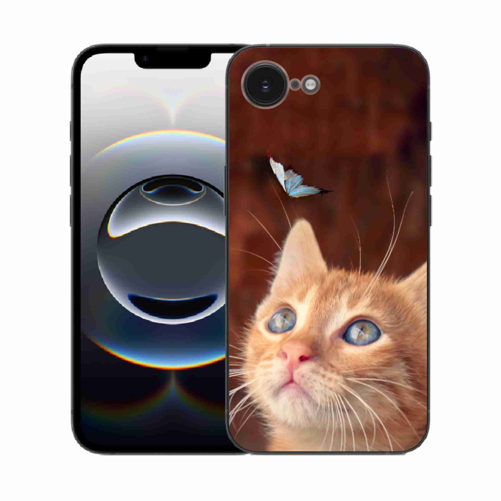 Zselés borítás mmCase iPhone 16e készülékhez - pillangó és cica