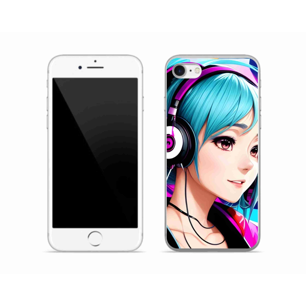 Zselés borítás mmCase iPhone SE (2020) - lány fejhallgatóval