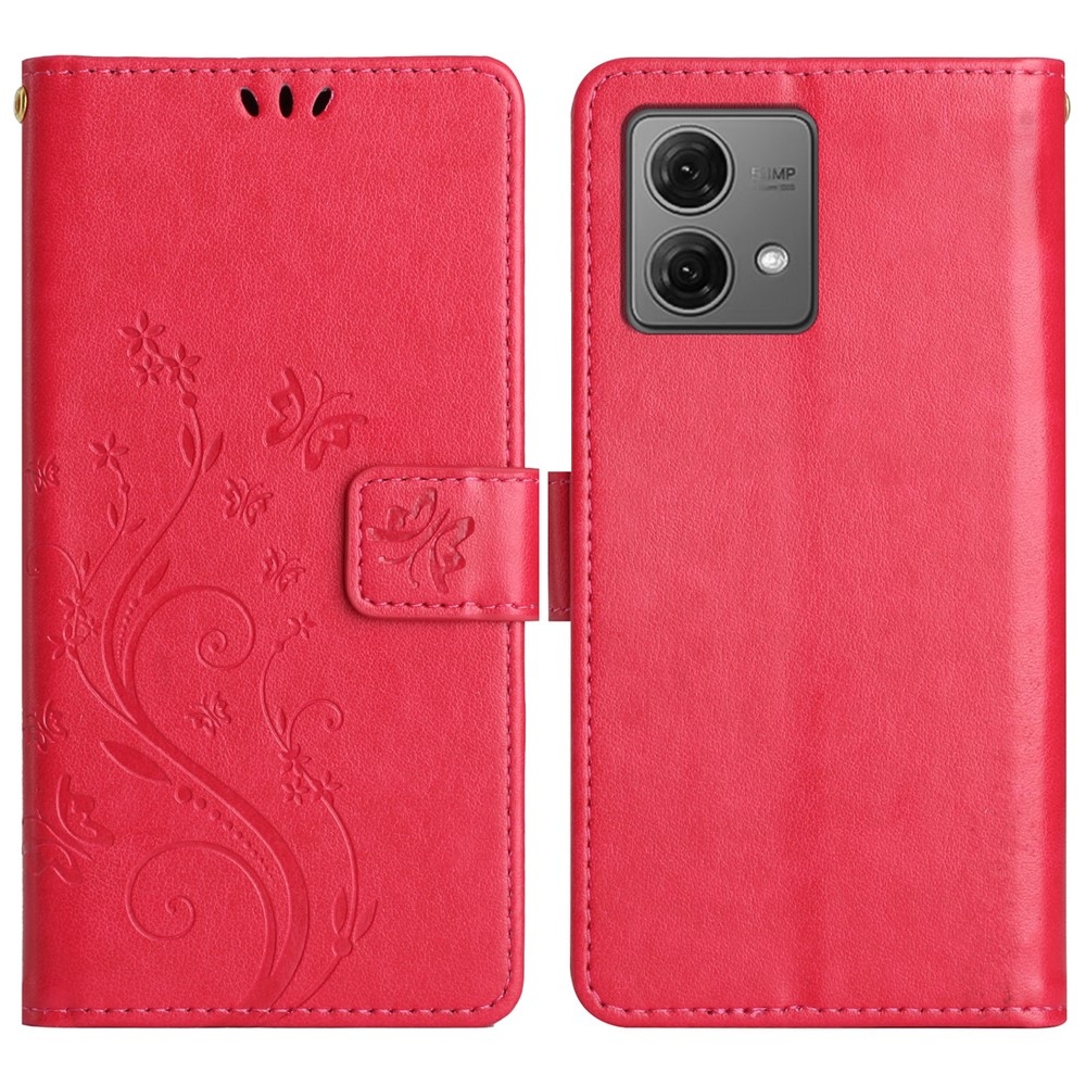 Virágos könyv tok Motorola Moto G85 5G - piros