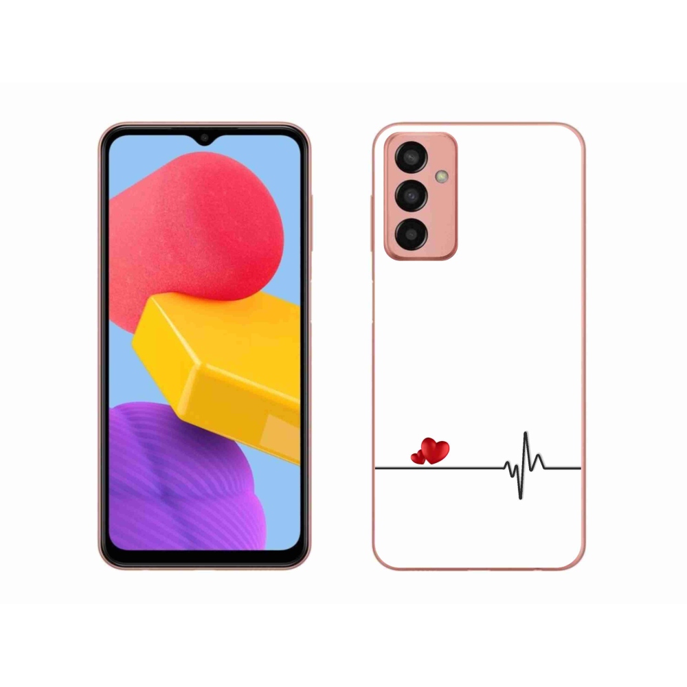 Gél borító mmCase Samsung Galaxy M13 készülékhez - szív és szívverés fehér háttérrel