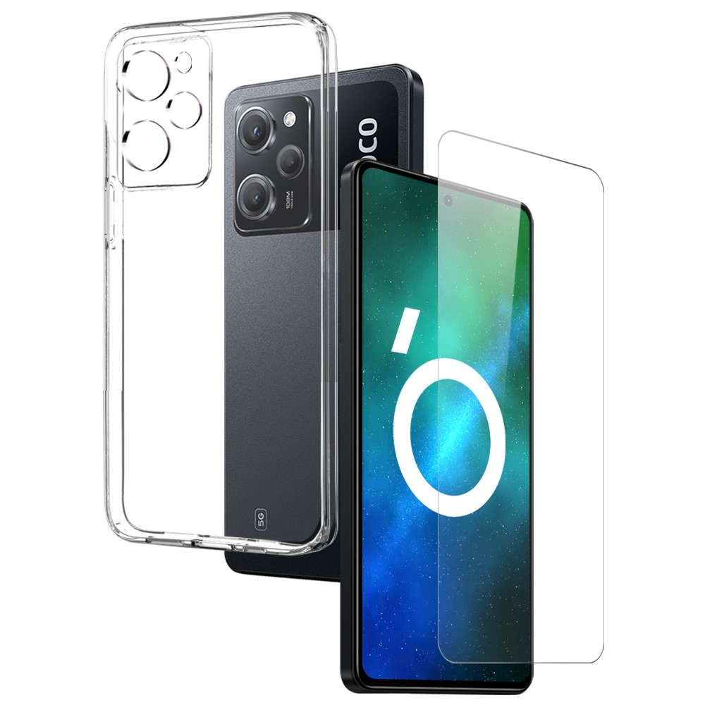 NORTHJO átlátszó gél tok + edzett üveg Xiaomi Poco X5 Pro 5G - átlátszó