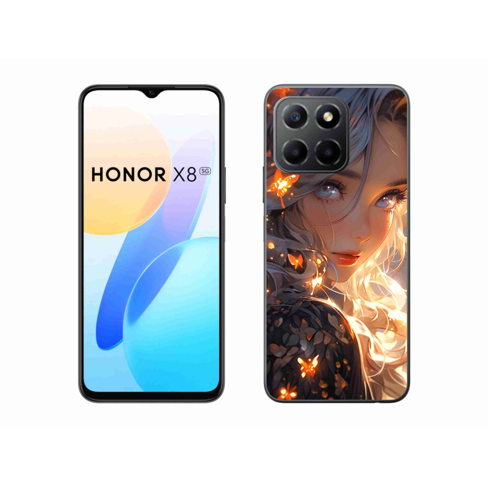 Gél borító mmCase a Honor X8 5G készülékhez - lány és pillangók