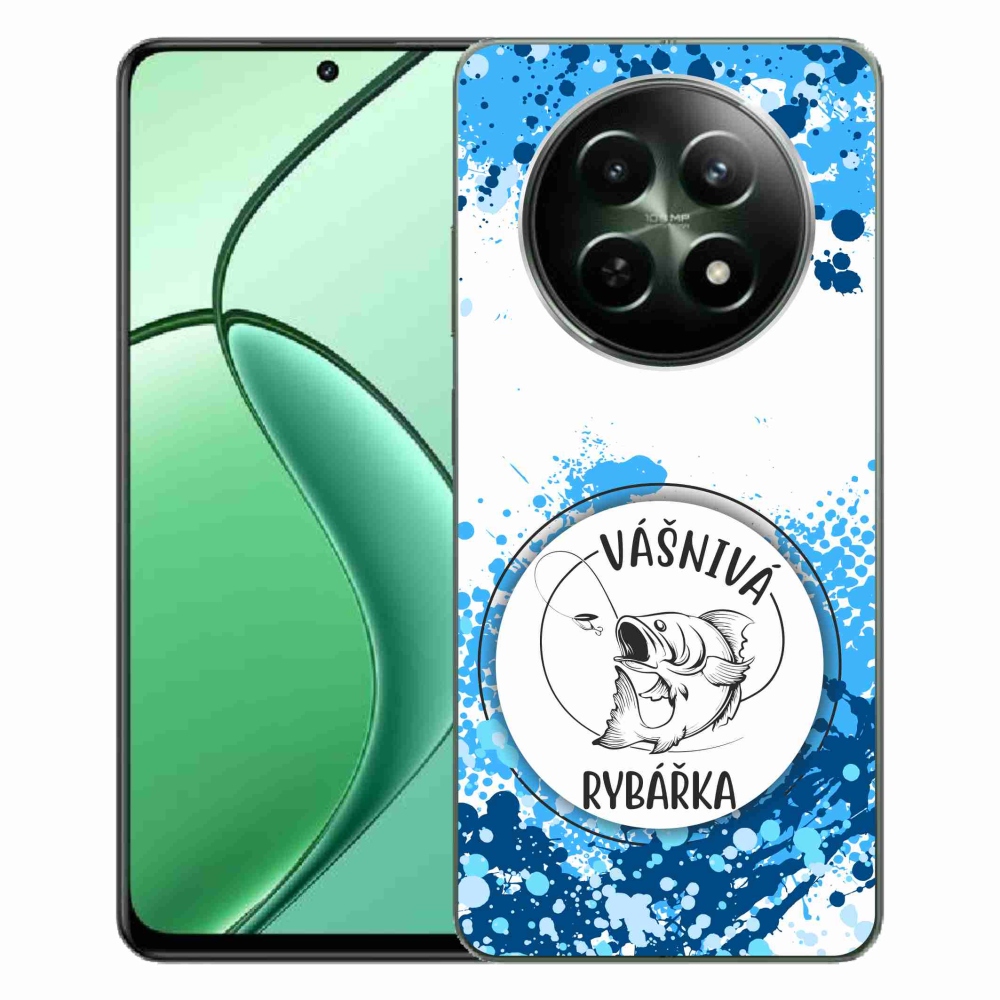 Gél borító mmCase a Realme 12 5G/12x 5G készülékhez - szenvedélyes halásznő fehér háttérrel
