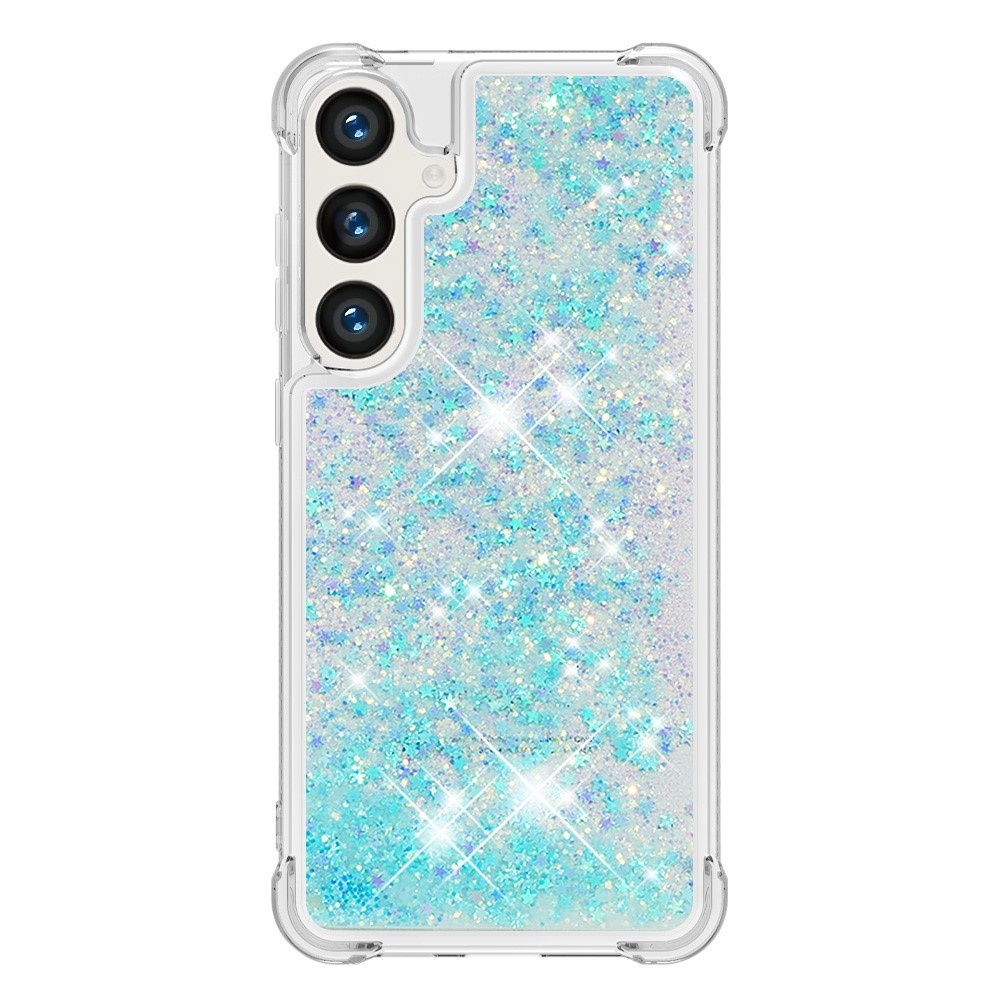 Glitter homokóra zselés tok Samsung Galaxy S24+ - kék / csillagok