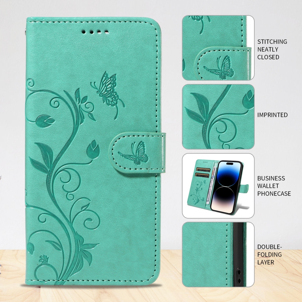 Virágok könyv tok a Xiaomi Poco F7 5G-hez - teal színű