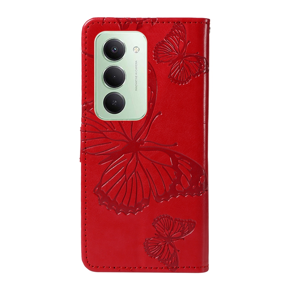 Nagy pillangó könyv tok Xiaomi Redmi 15 4G (171mm) - piros