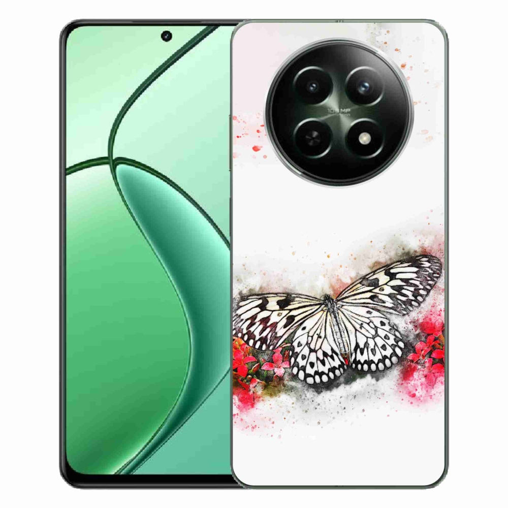 Zselés borítás mmCase a Realme 12 5G/12x 5G készülékhez - fekete-fehér pillangó