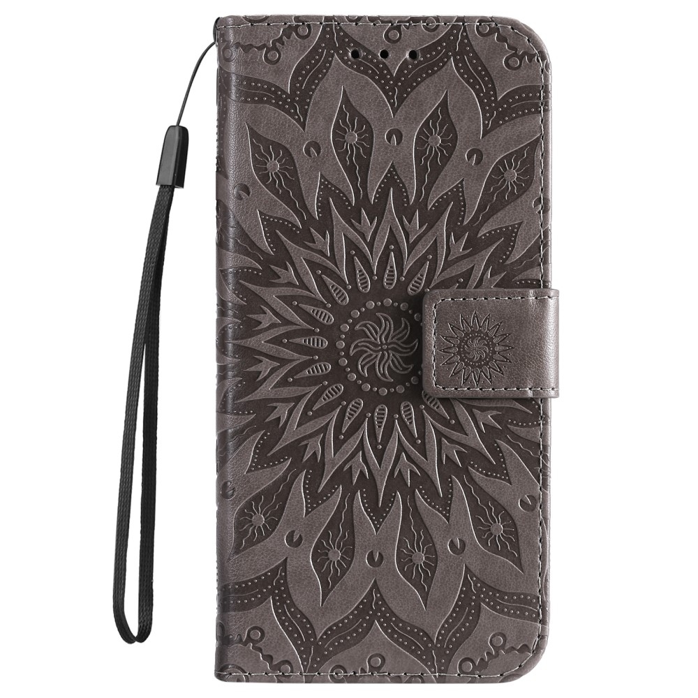 Napraforgó könyv tok a Xiaomi Redmi Note 14 5G-hez - szürke
