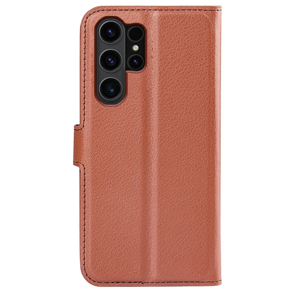 Litchi könyv tok Samsung Galaxy S24 Ultra készülékhez - barna