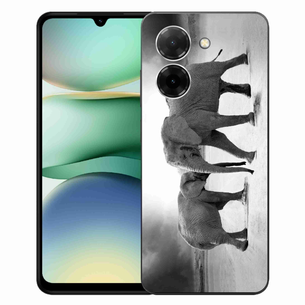 Gél borítás mmCase a Xiaomi Redmi A5 (171.7x77.8x8.3mm) - fekete és fehér elefántokhoz