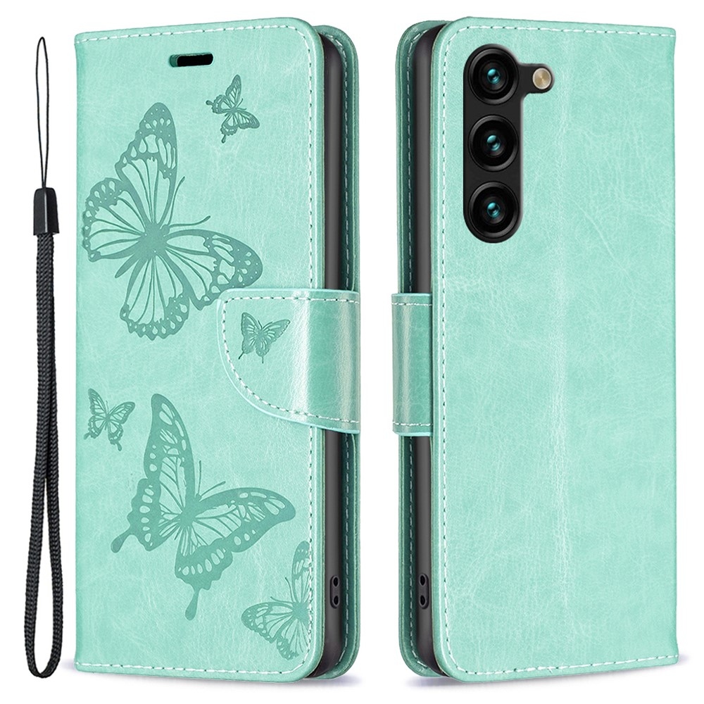 Pillangó könyv tok Samsung Galaxy S24+/S25+ készülékhez - teal színű