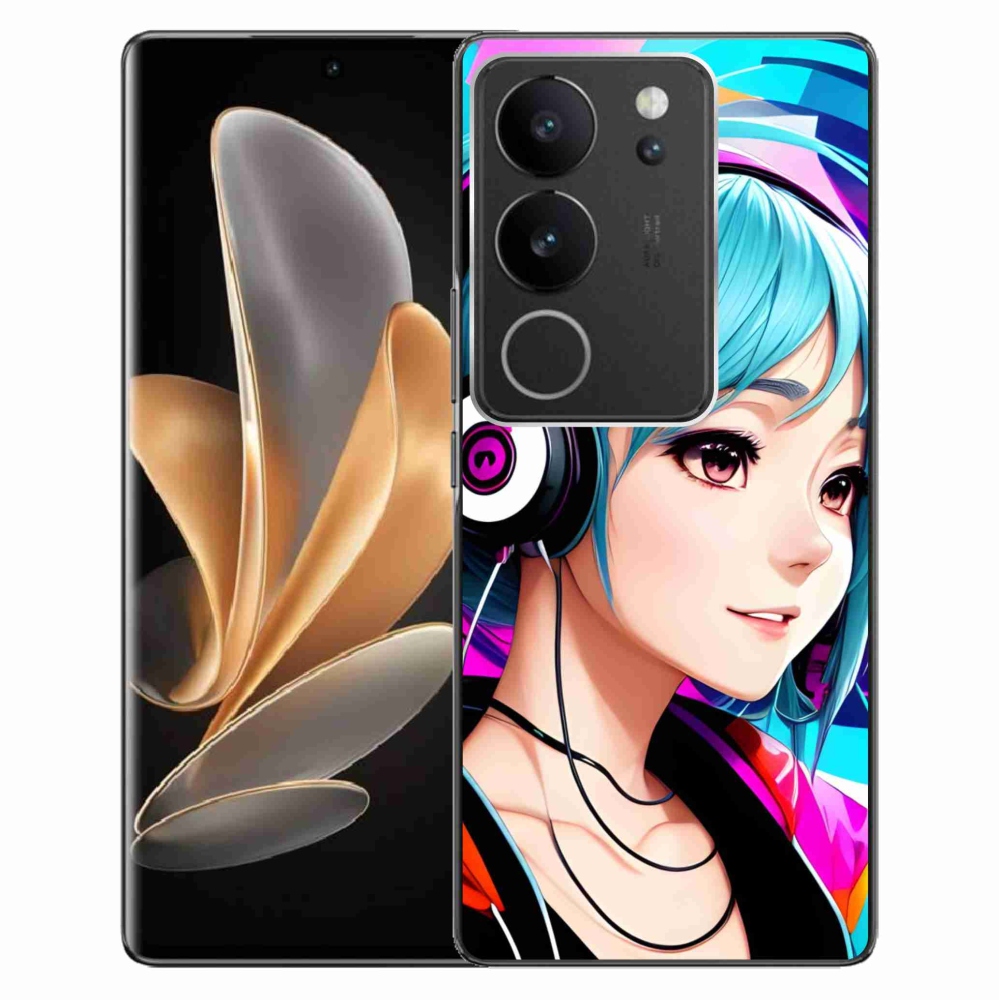 Gél borító mmCase a Vivo V29 5G-n - lány fejhallgatóval