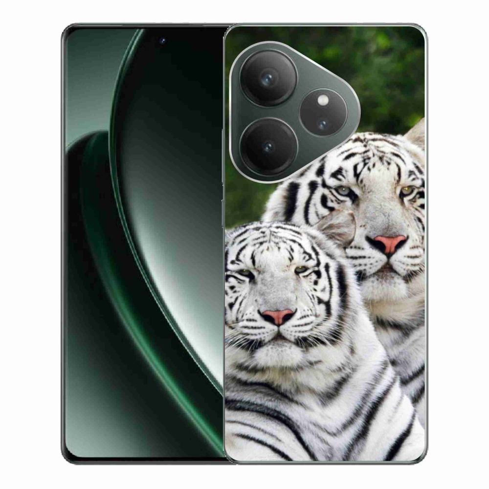 Gél tok mmCase a Realme GT 6 5G/GT 6T 5G számára - fehér tigrisek
