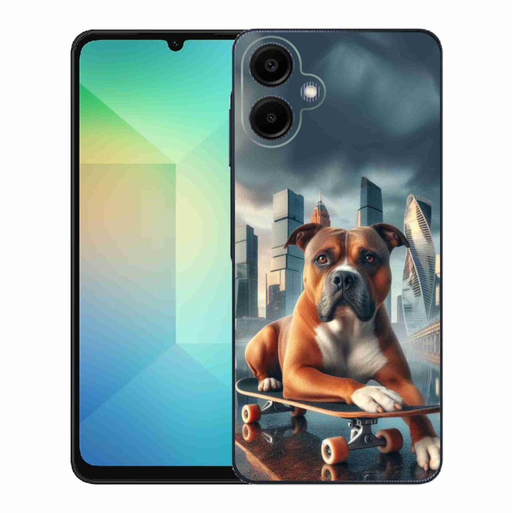 Gél borítás mmCase Samsung Galaxy A06 4G - kutya gördeszkán - Samsung Galaxy A06 4G számára