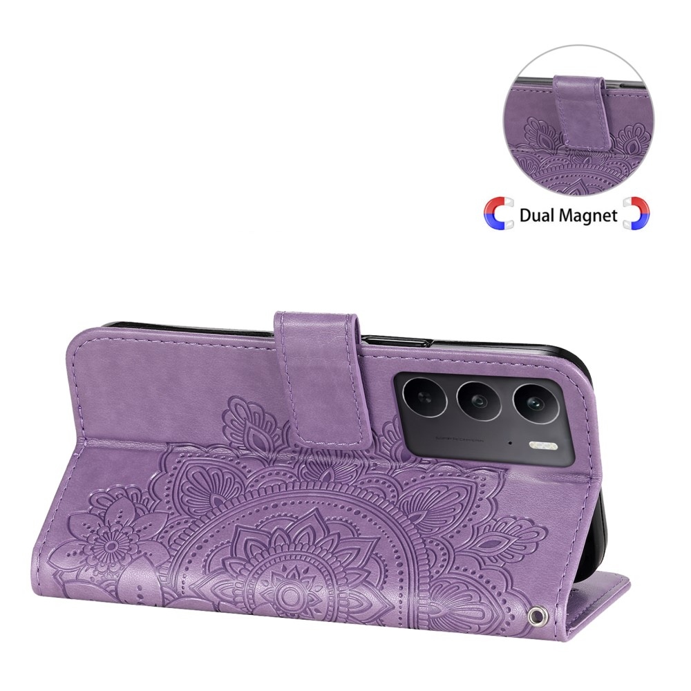 Mandala könyvtáska a Realme C75 készülékhez - lila