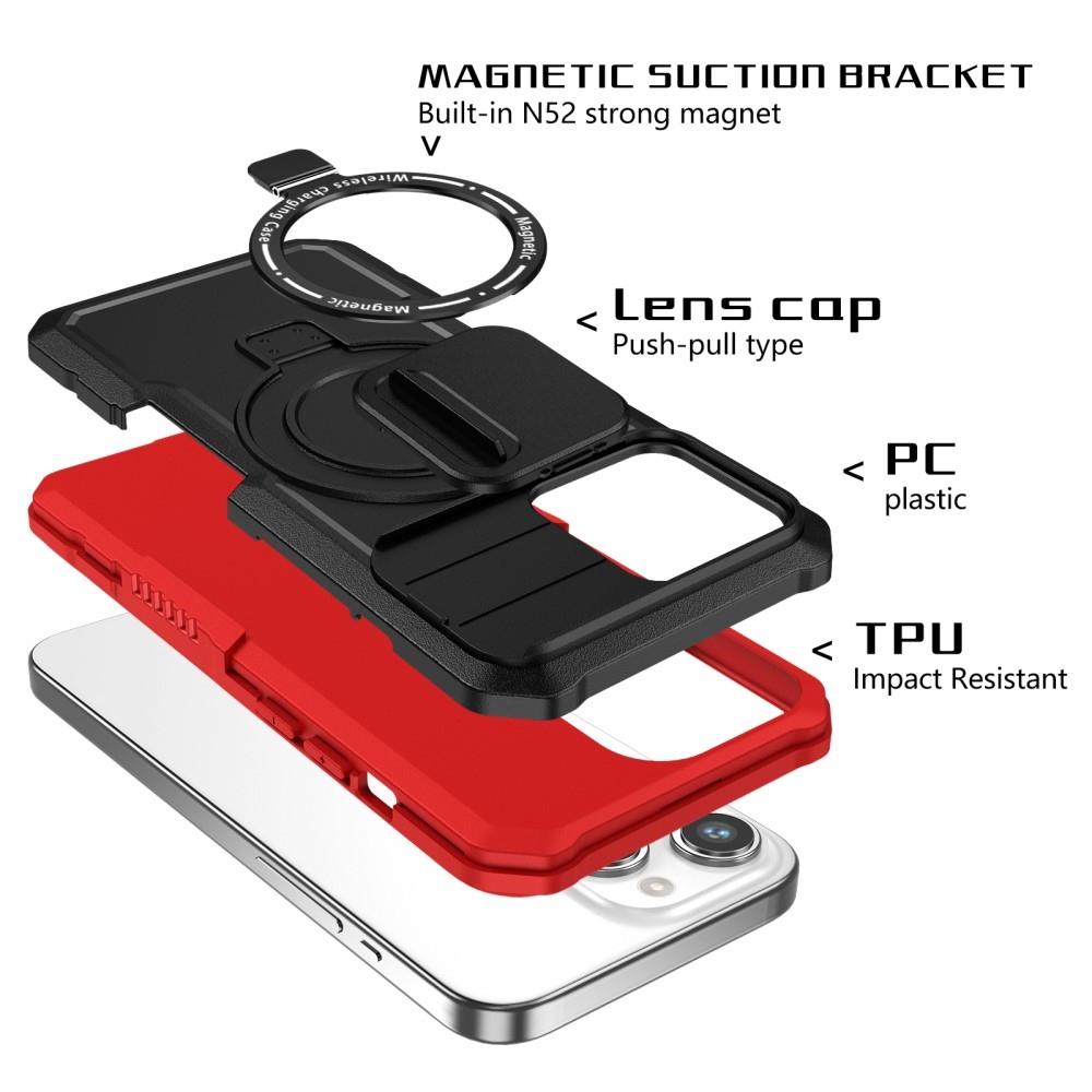 Katonai tartós védőburkolat MagSafe-vel iPhone 14 Pro Max készülékhez - Piros/fekete