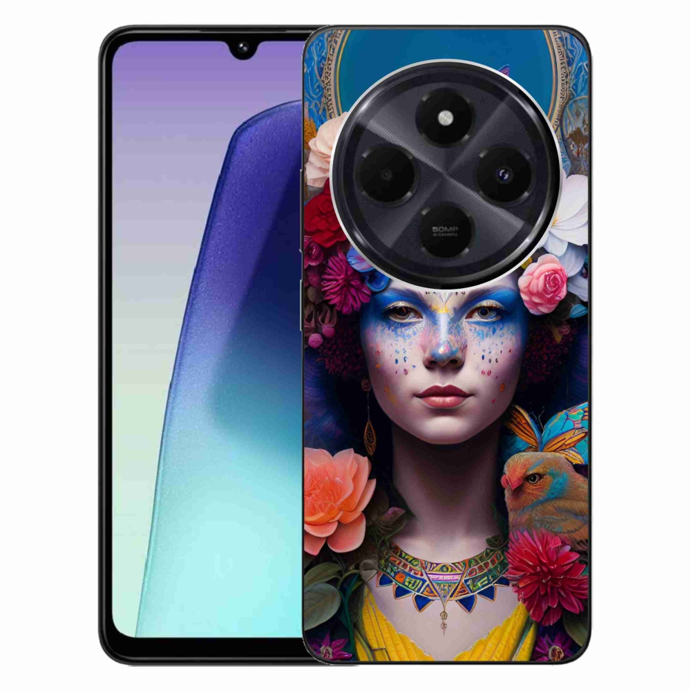 Gél borító mmCase a Xiaomi Redmi 14C/Poco C75-hez - nő virágokkal