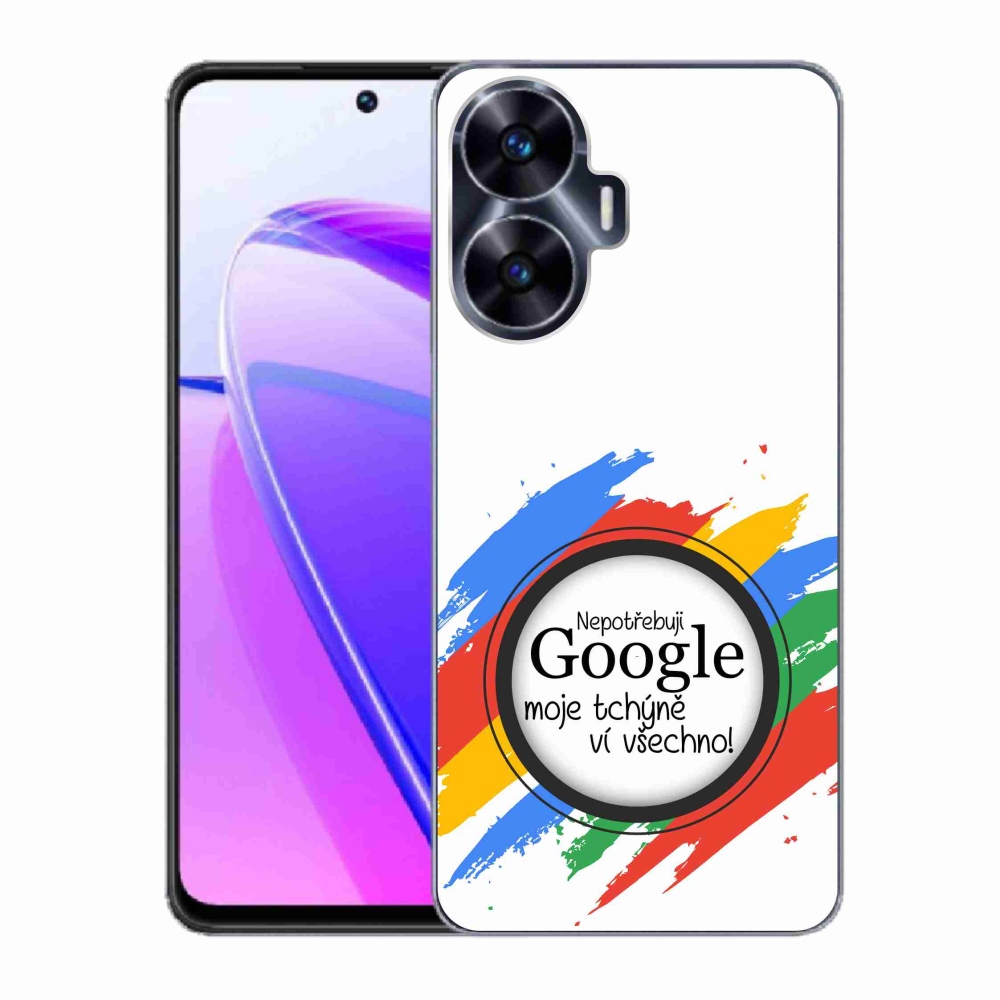 Gél borító mmCase a Realme C55-ön - anyós tudja, hogy minden fehér háttérrel rendelkezik