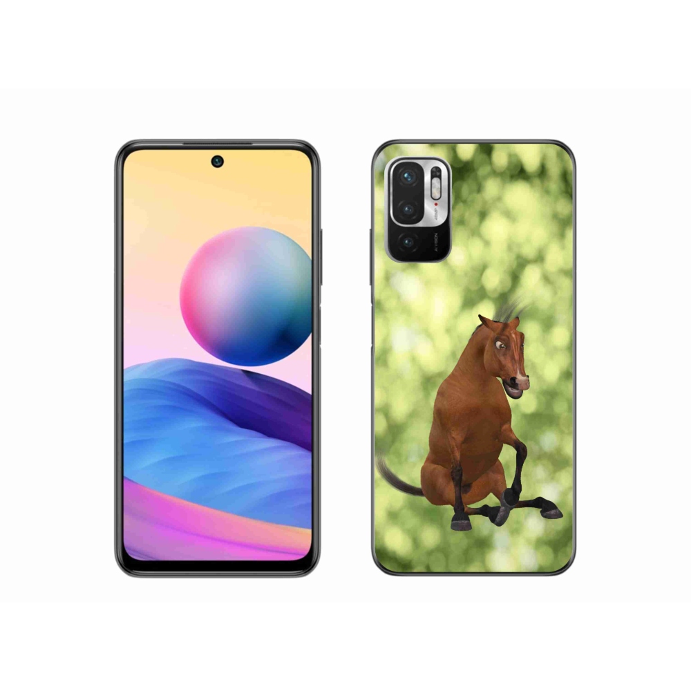 Gél borító mmCase a Xiaomi Redmi Note 10 5G-hez - barna rajzfilm ló 1