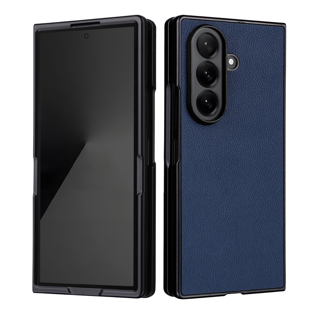 Műbőrrel borított műanyag tok Samsung Galaxy Z Fold7 5G - sötétkék színben