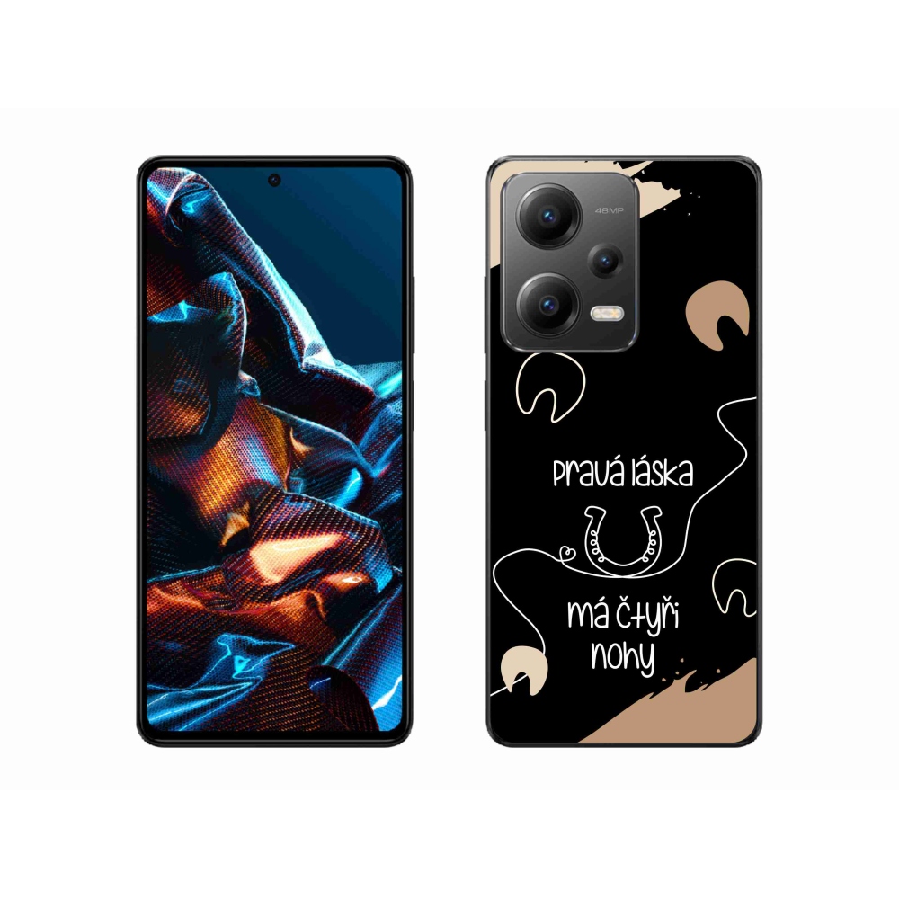 Gél borítás mmCase a Xiaomi Redmi Note 12 Pro 5G számára - ló motívum fekete háttérrel