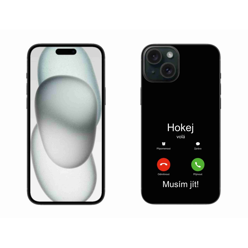 Gél borítás mmCase iPhone 15 Plus készülékhez - hokihívások fekete háttérrel