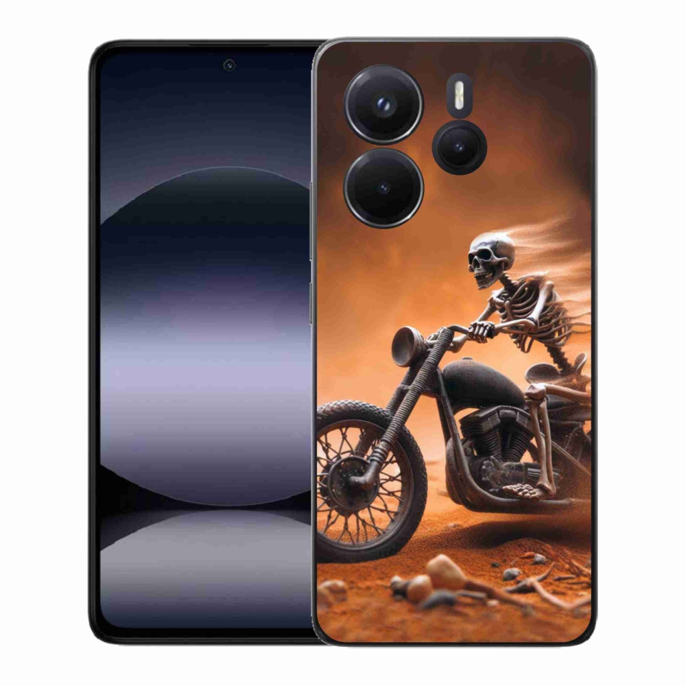 Gél borítás mmCase a Xiaomi Redmi Note 14-hez - csontváz egy motorkerékpáron