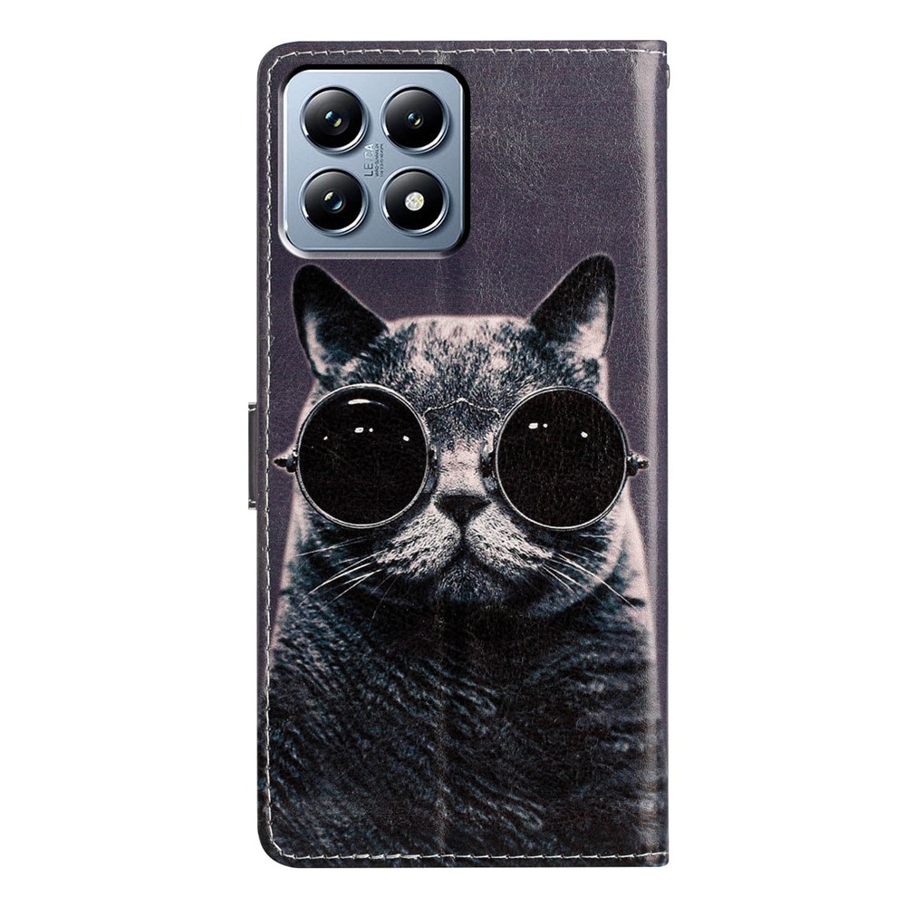 Egyedi könyvtáska a Xiaomi 15T Pro számára - macska szemüveggel